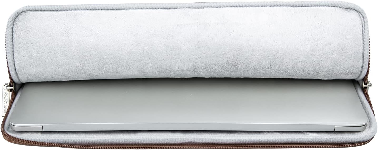 RAINYEAR 11 Inch Laptop Sleeve PU Suede Leather Case Protective Padded Cover Water Resistant Carrying Bag Compatible with 11.6 MacBook Air Surface Pro for 11" Notebook Tablet Chromebook(Brown)