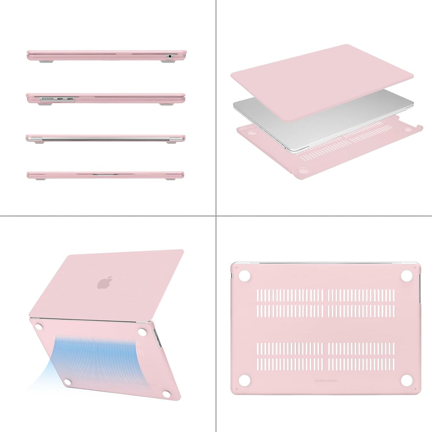 MOSISO Compatible with MacBook Air 13 inch Case 2025 2024 2023 2022 M4 A3240 M3 A3113 M2 A2681, Plastic Hard Shell&Keyboard Cover&Screen Film&Type C for MacBook Air 13.6 inch Case, Baby Pink