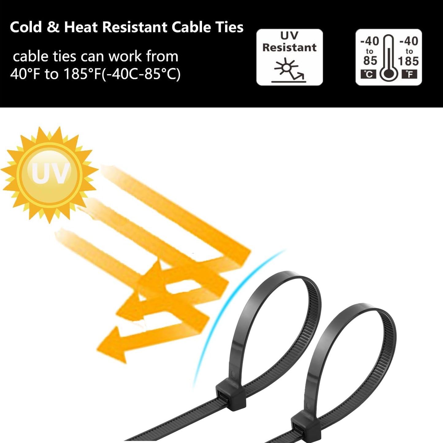 800 PCS Black Zip Ties Assorted Sizes 8+12+14+18 Inch Self-locking Nylon Cable ties Heavy Duty Outdoor, UV Resistant Wire Straps for Home Office Garden Workshop Indoor Outdoor Fence