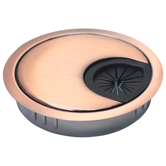 1 Pcs Desk Grommet 3-1/8" / 80 mm, Desk Cord Hole Cover, Cable Grommet Metal Zinc Alloy Materilal, Desk Hole Grommet for Home & Office Pc, Detachable Cable Cord Organizer-Copper Red