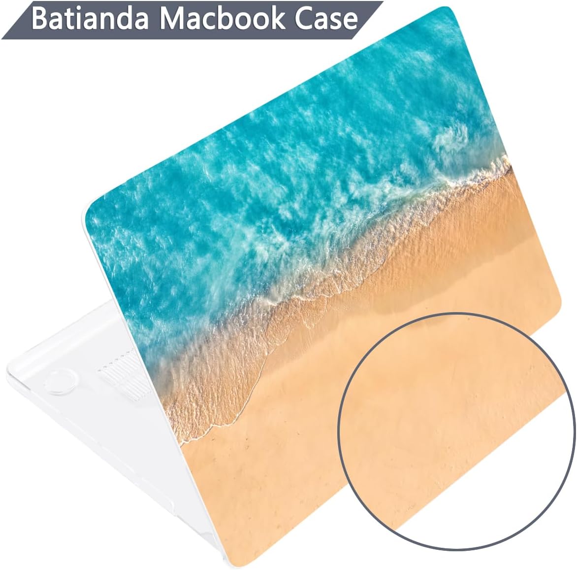 Batianda Premium Case for New MacBook Air 15 inch 2025 M4 2024 2023 with M3 M2 Chip Model A3114 A2941, Designed Protective Plastic Hardshell & Keyboard Cover & Screen Protector, Beach