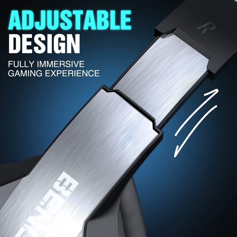 BENGOO V-4 Gaming Headset for Xbox Series X|S, Xbox One, PS5, PC, Mac, Nintendo Switch, Noise Cancelling Over Ear Headphones with Mic, LED Light, 7.1 Surround Sound, Soft Memory Earmuffs, 3.5mm