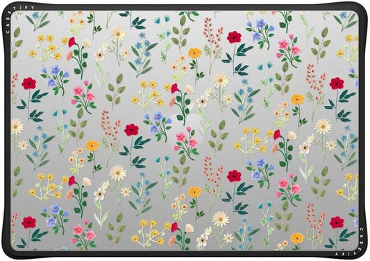 CASETiFY Impact MacBook Air 15" (M2-M4) Case [Cushioned Impact Corners/Scratch-Resistant/Anti-Slip Grip] - Spring Botanicals 2 - Clear Black