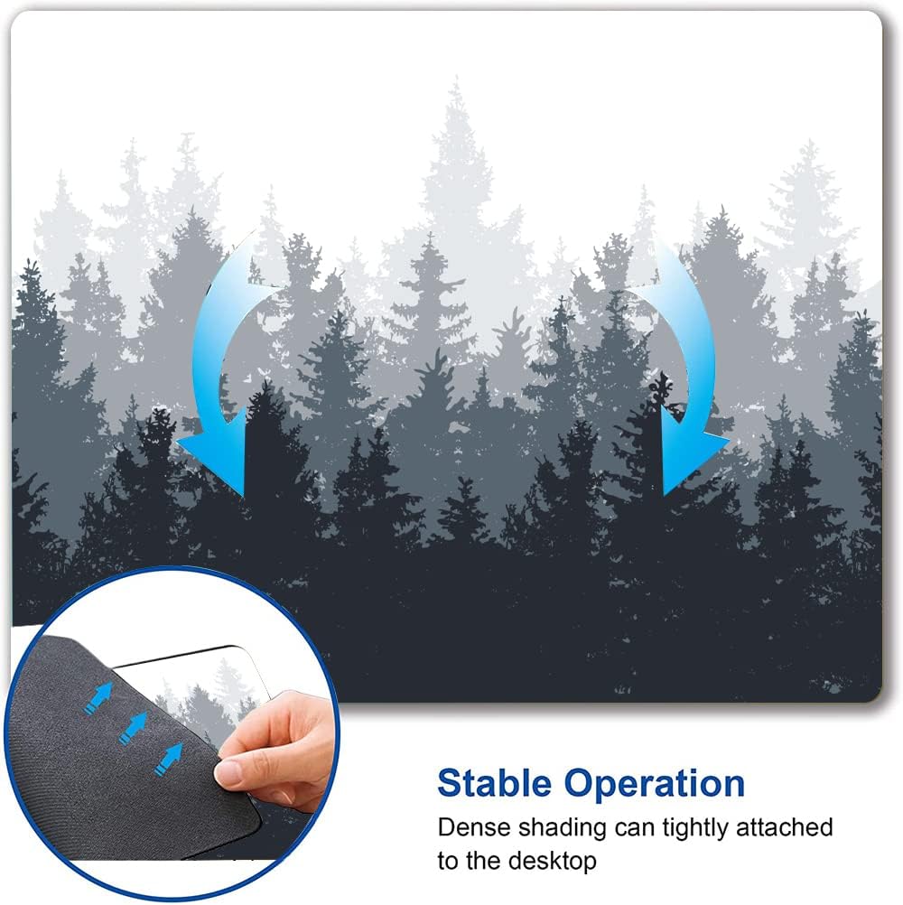 Forest Mouse Pad - Square Waterproof Non-Slip Rubber Base for Office Laptop, 9.5"x7.9"x0.12" Inch (Watercolor Forest)