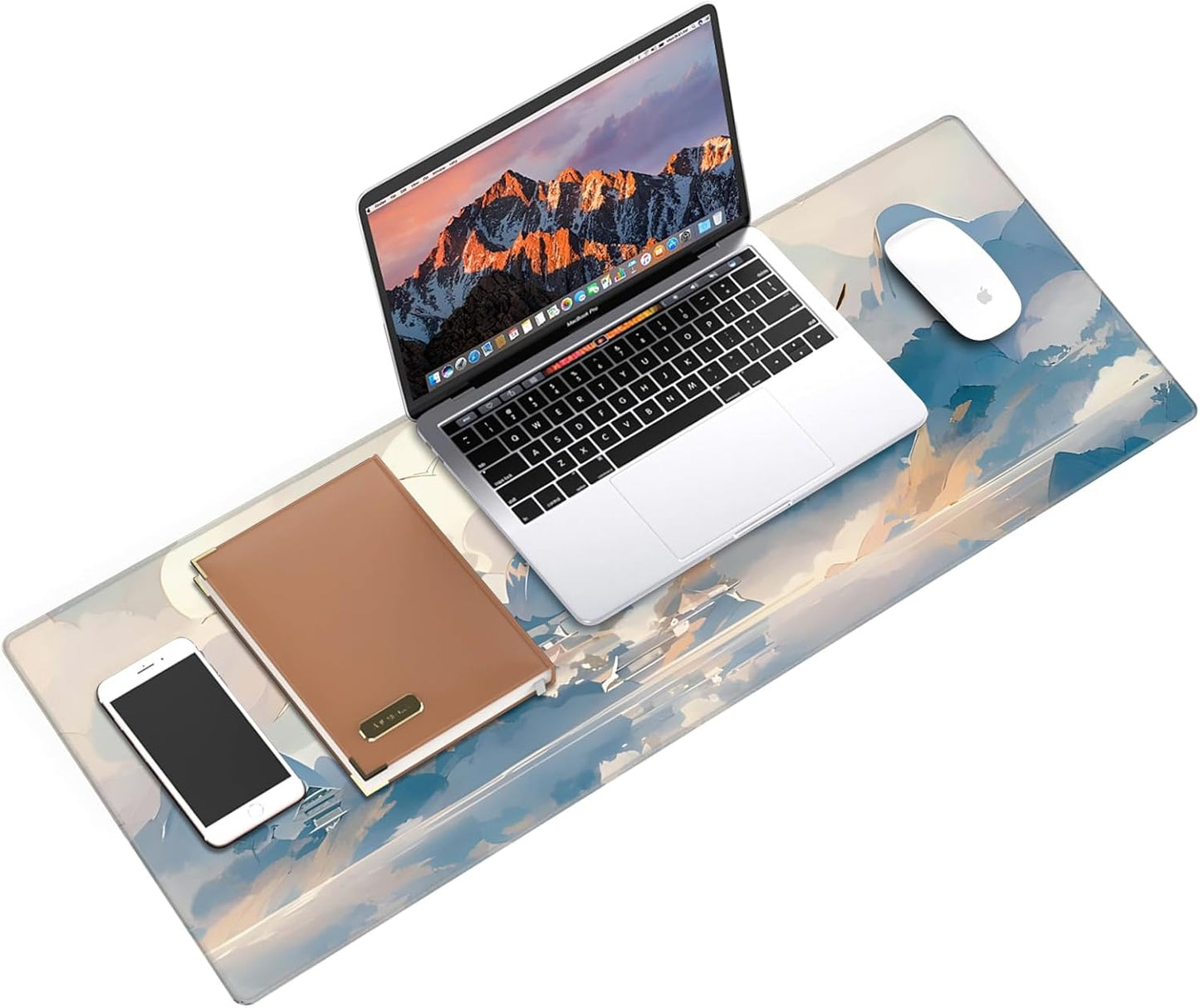 Galdas Gaming Mouse Pad XXL XL Large Long Extended Big Mousepad Non-Slip Rubber Keyboard Mouse Pad with Stitched Edges for Laptop Home Office (31.5x11.8x0.08 Inch) -Cloud Scenery