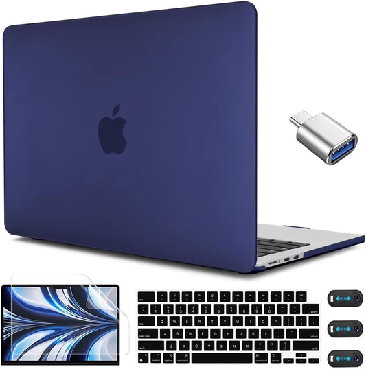 CISSOOK Case for MacBook Air 13.6 inch 2022 2024 2025 Release A2681 M2 A3113 M3 A3240 M4 Chip with Touch ID,Royal Blue Hard Shell Case & Keyboard Cover & Screen Protector, Navy Blue