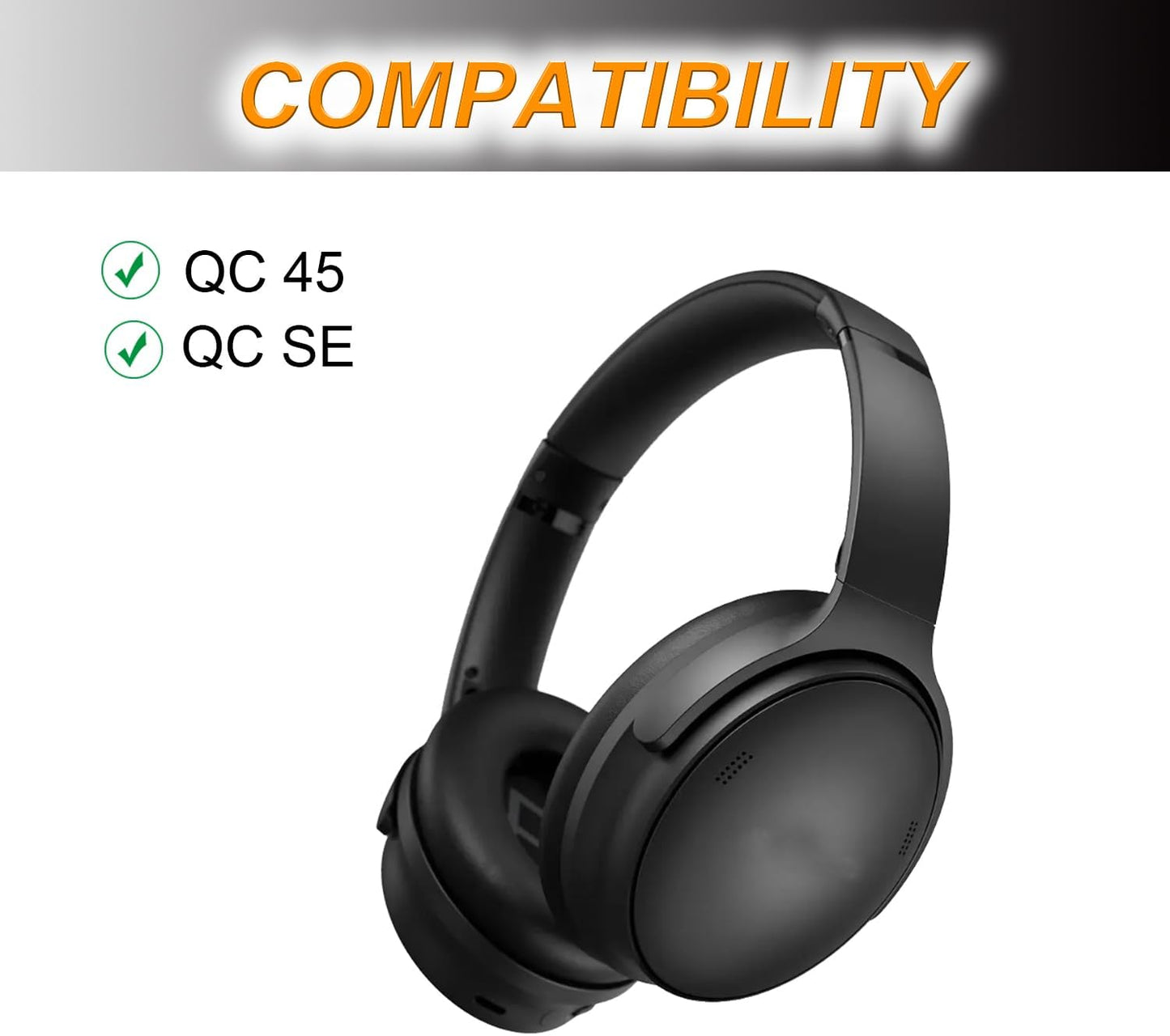 Earpads Cushions Replacement for Bose QC45(QuietComfort 45) Headphones Ear Pads,Soft Protein Leather,Noise Isolation Foam(Black)