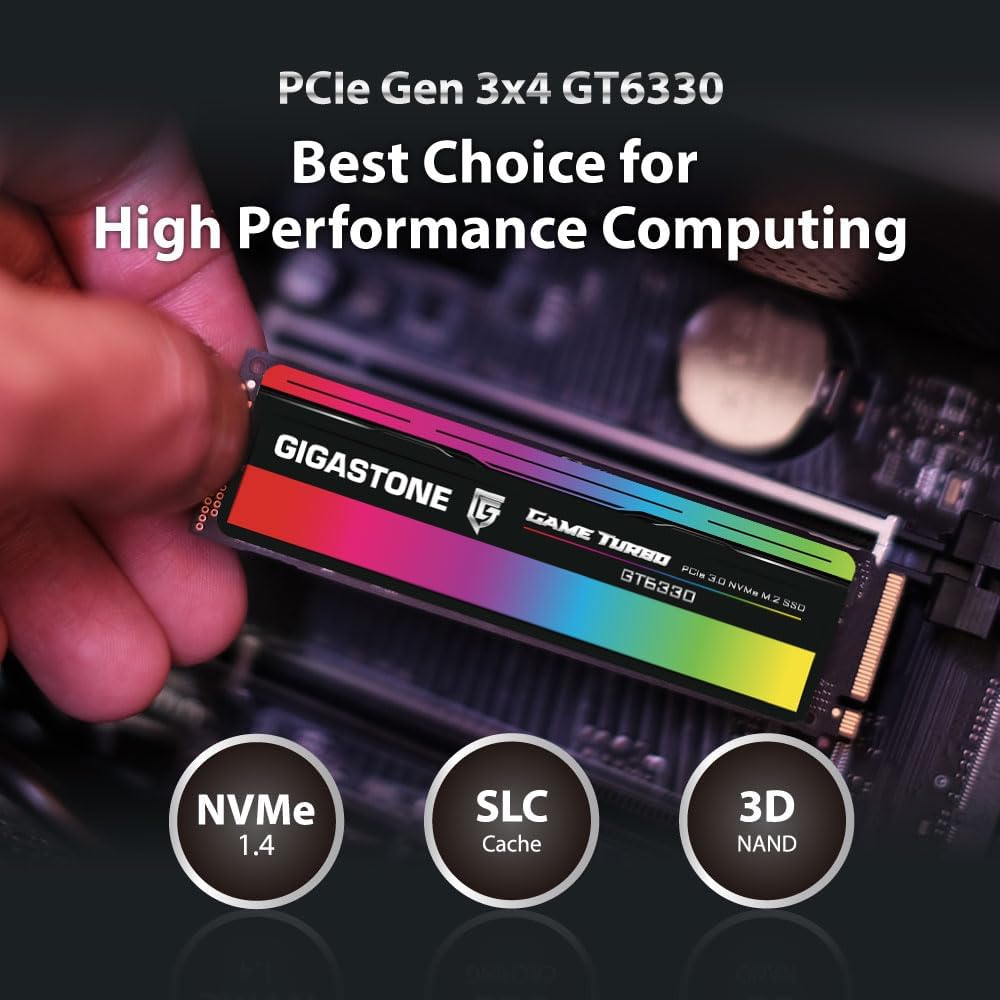 Gigastone M.2 SSD 1TB PCIe 3.0 NVMe SSD 3,400MB/s Internal Gaming Solid State Hard Drives Upgrade PC Laptop Storage High Speed Response for Gamers Graphic Design Creators IT Pros PCIe Gen3x4