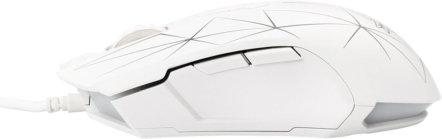 FIRSTBLOOD ONLY GAME. AJ52 Watcher RGB Gaming Mouse, Programmable 7 Buttons, Ergonomic LED Backlit USB Gamer Mice Computer Laptop PC, for Windows Mac Linux OS, Star White