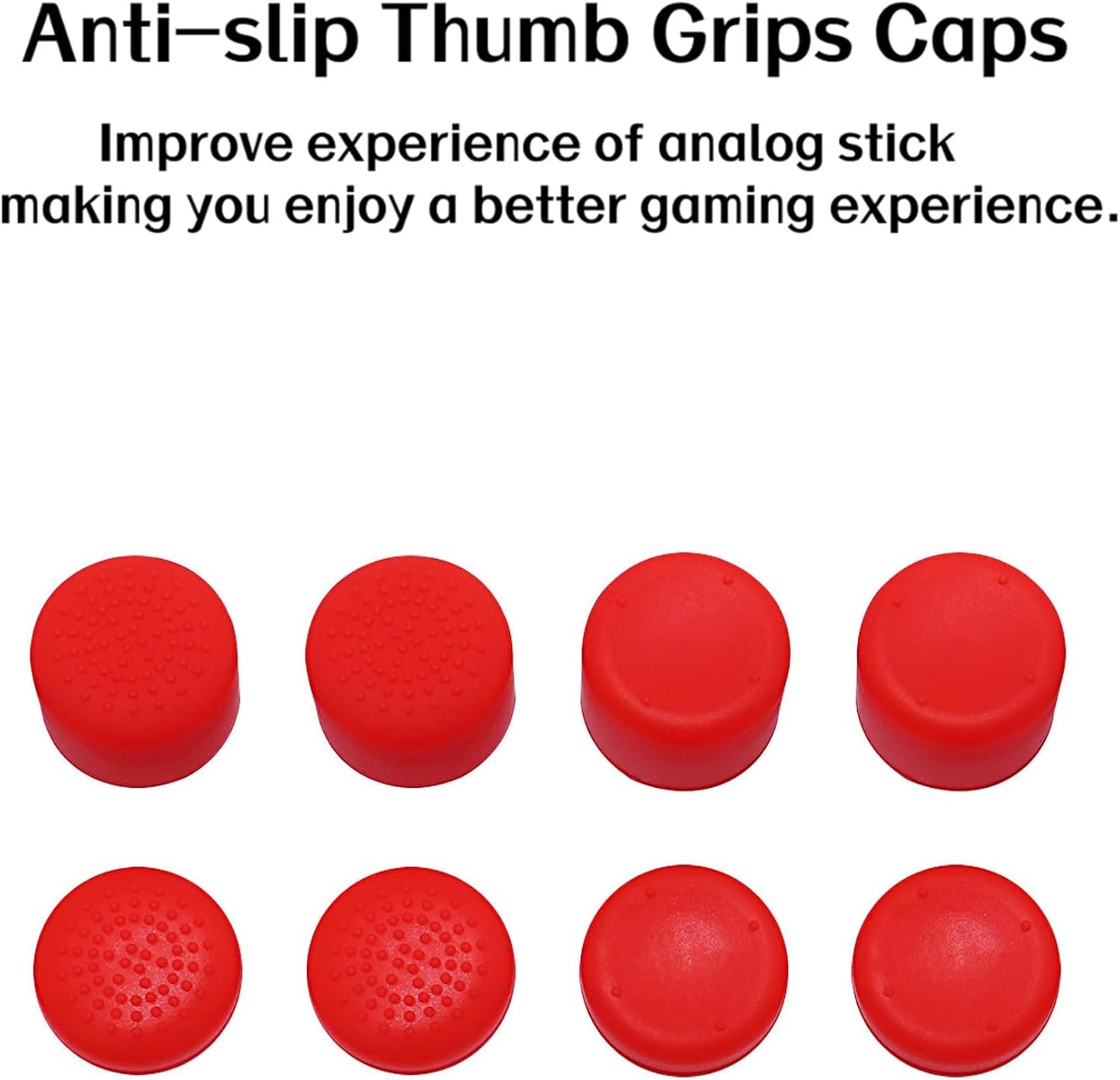 8PCS Silicone Thumb Grips for PS5/PS4/Switch Pro Controllers - 8 Joystick Caps - 3-Height Silicone Joystick Caps with Textured & Smooth Designs, Enhanced Grip for Pro Gaming Accessories