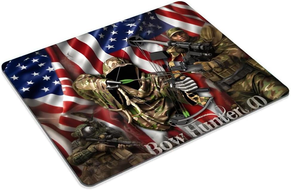 Bow Hunter American Flag Camo Mouse pad Customized Mousepad Non-Slip Rubber Base Mouse Pads for Computers Laptop Office Desk Accessories Mouse pad