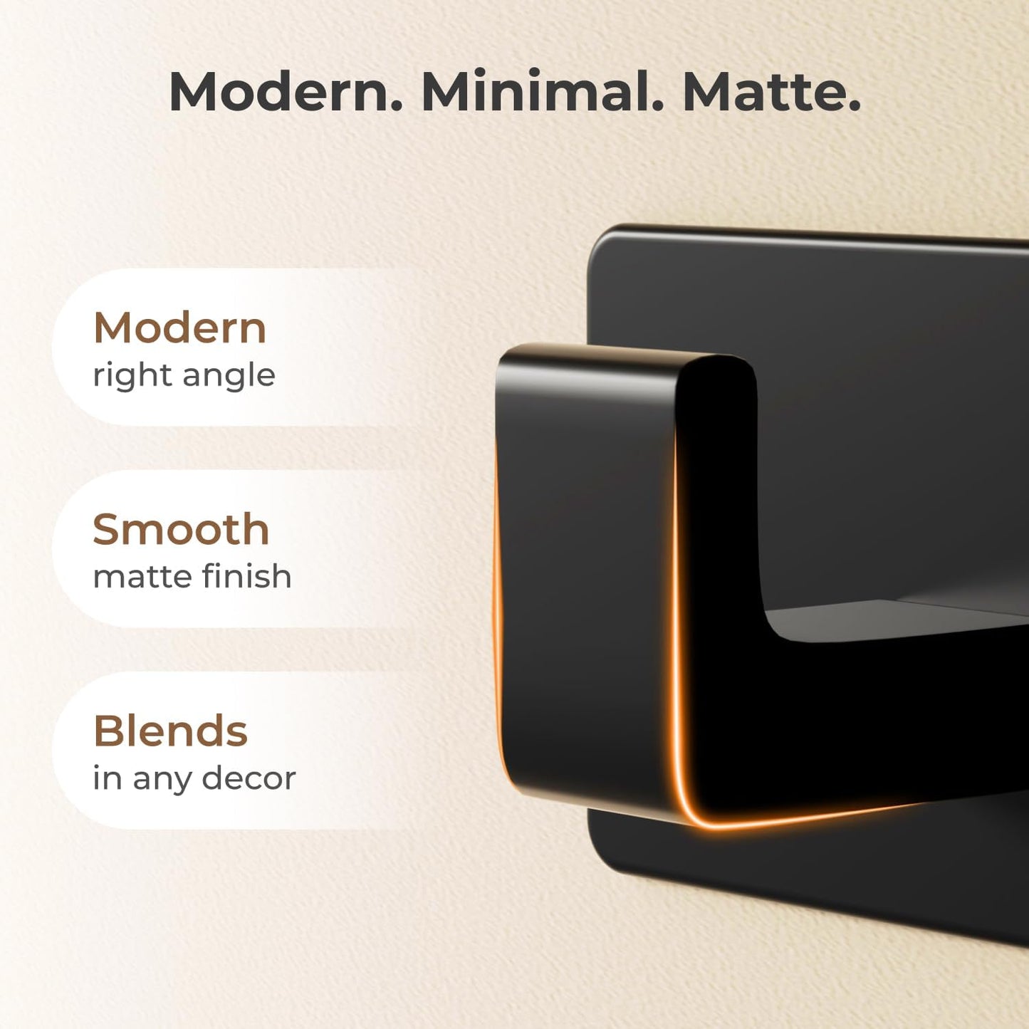 Black Wall Mounted Coat Rack- 2 Modular Rails (25'' Total), 8 Right-Angle Hooks, Modern Organizer for Entryway, Bathroom, Bedroom, Holds Coats, Towels, Hats