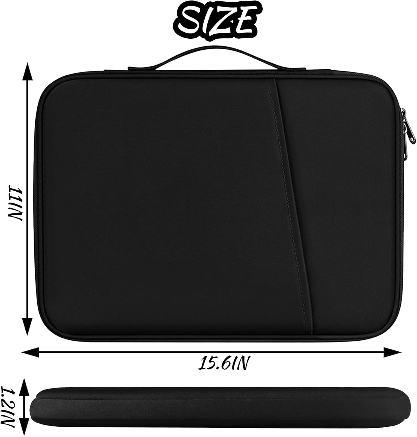 BoAn Laptop Sleeve Case, Handbags Portable Laptop Bag, 15.6 inch Bag Shockproof Protective Notebook Case with Accessory Pocket, for 15.6 inch HP, ASUS, Lenovo, Acer, Notebook, Computer, Black