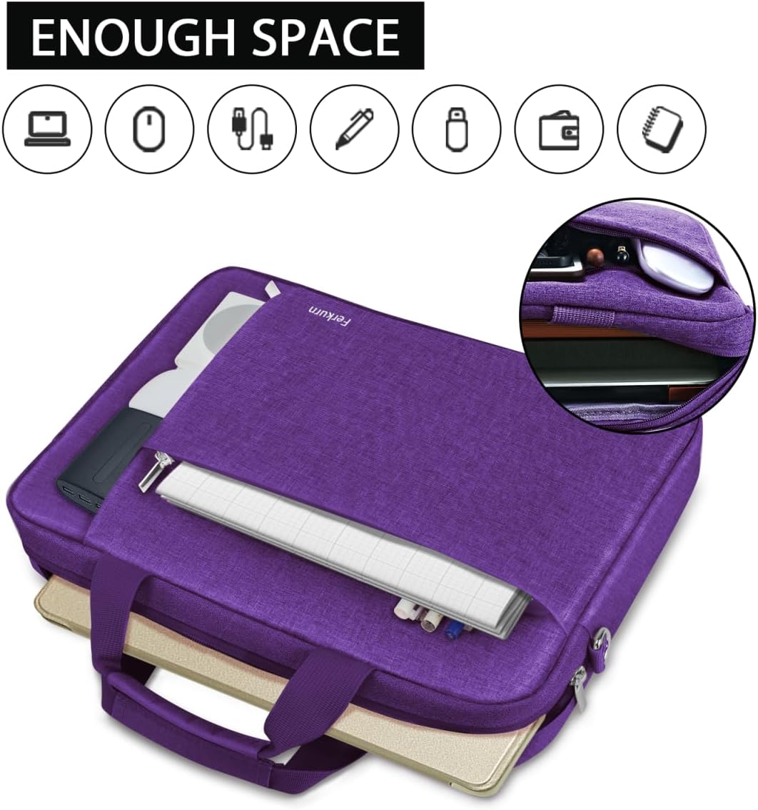 Ferkurn Laptop Bag Case for Women Men Computer Bag Compatible with HP Envy Pavilion Omen/LG Gram/MSI/Dell Inspiron XPS/Lenovo/Acer, Shoulder Strap Carrying Messenger Briefcase, Purple, 15.6 16 Inch