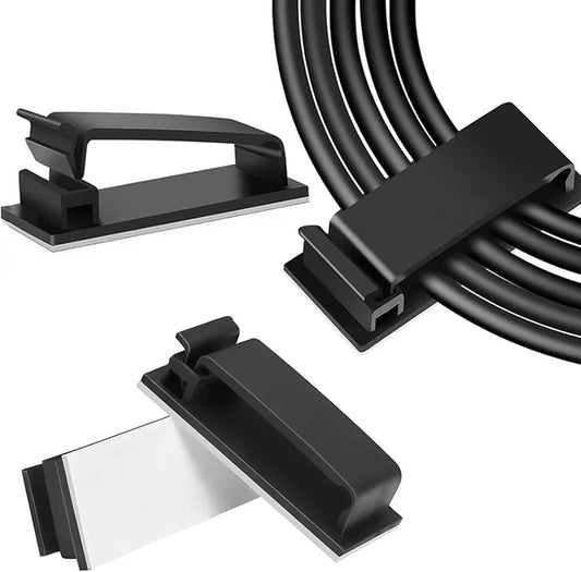 Adhesive Cable Clips Holder, Outdoor Light Clips, Black Cord Wire Clips, Sturdy Nylon Cord Wall Finisher Wire Clamp for Home, Car, Office Desk Wire Management (Black, XL-40 PCS)