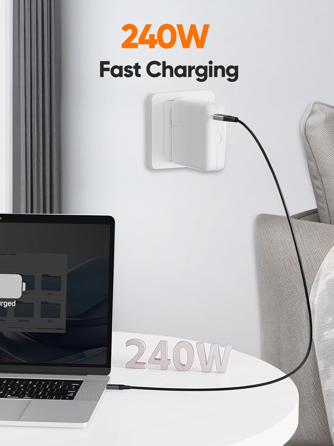 CableCreation 80Gbps USB 4 Cable 5FT, 120Gbps Bandwidth, 8K 60Hz Display, 240W Charging [USB-IF Certified] Compatible with Thunderbolt 5, Thunderbolt 4/3, USB4, SSD, MacBook M4 Pro, Dock, eGPU