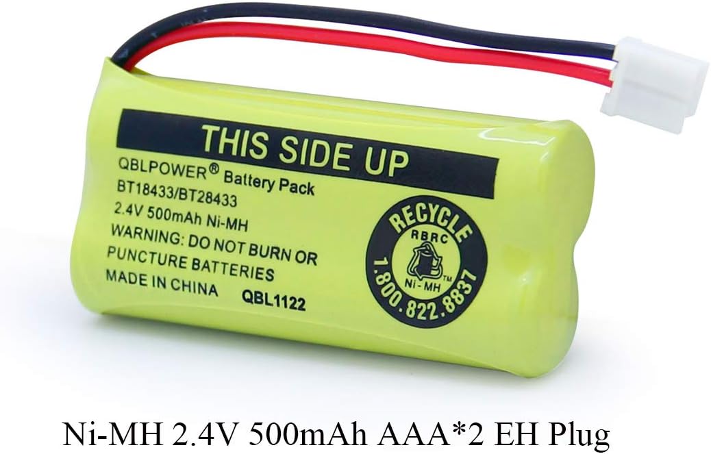 BT18433 BT28433 2.4v 500mAh Ni-Mh Phone Battery Rechargeable Compatible with AT&T Vtech BT-8300 BATT-6010 BT184342 BT284342 BT1011 BT1018 BT1022 BT1031 89-1326-00-00 CPH-515D(8 Pack)