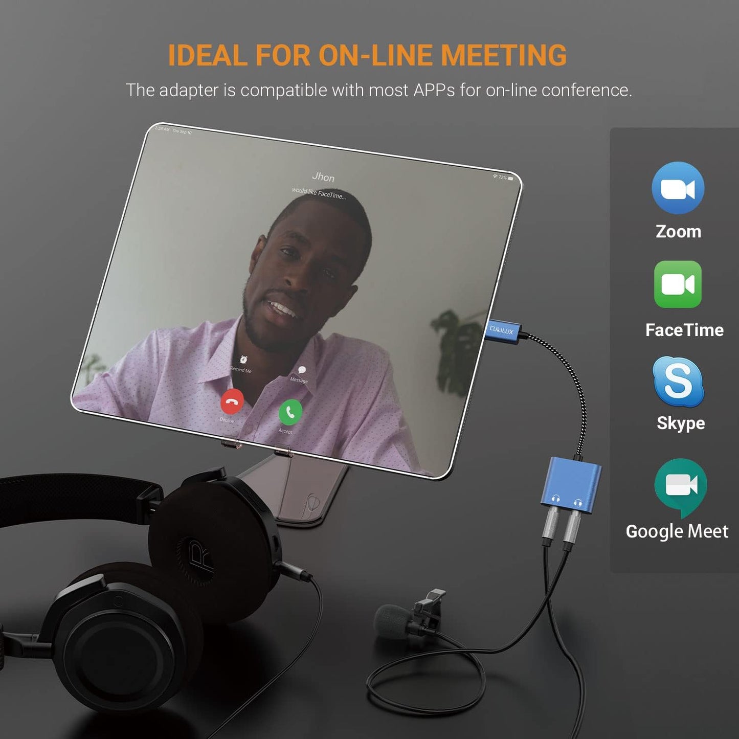 Cubilux USB C Dual Headphones Adapter, Type C to Double 3.5mm Earphone Audio Splitter Compatible with iPhone 16/15, iPad Pro 13/12.9/11 iPad Air 13/5th/4th, Samsung S25/S24/S23 Tab S10/S9/S8