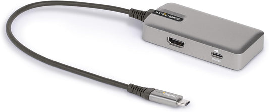 StarTech.com USB C Multiport Adapter - USB-C to 4K 60Hz HDMI 2.0, 100W Power Delivery Pass-Through - 3-Port 10Gbps USB Hub - Portable USB Type-C Mini Docking Station - 10" (25cm) Cable, TAA