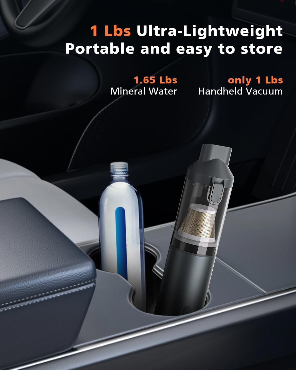 Car Vacuum Portable with 16000Pa Powerful Suction, Handheld Vacuum Cordless Rechargeable Blow & Suction 4 in 1, Small Vacuum Cleaner for Car, Home, Office, Outdoor (Grey)