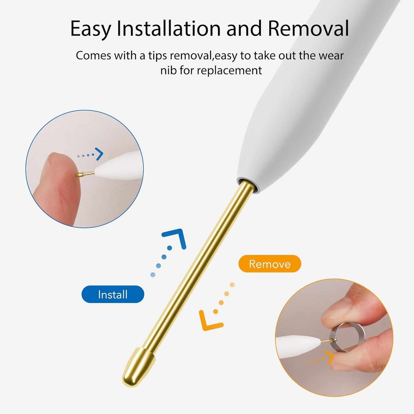 for Remarkable 2 Pen Tips,AHBTEYM Metal Tips,Replacement Nibs Refill Accessories for Remarkable 1/2 Stylus/Marker Plus/Scribe Pen-12Pcs(Gold/Sirvel)