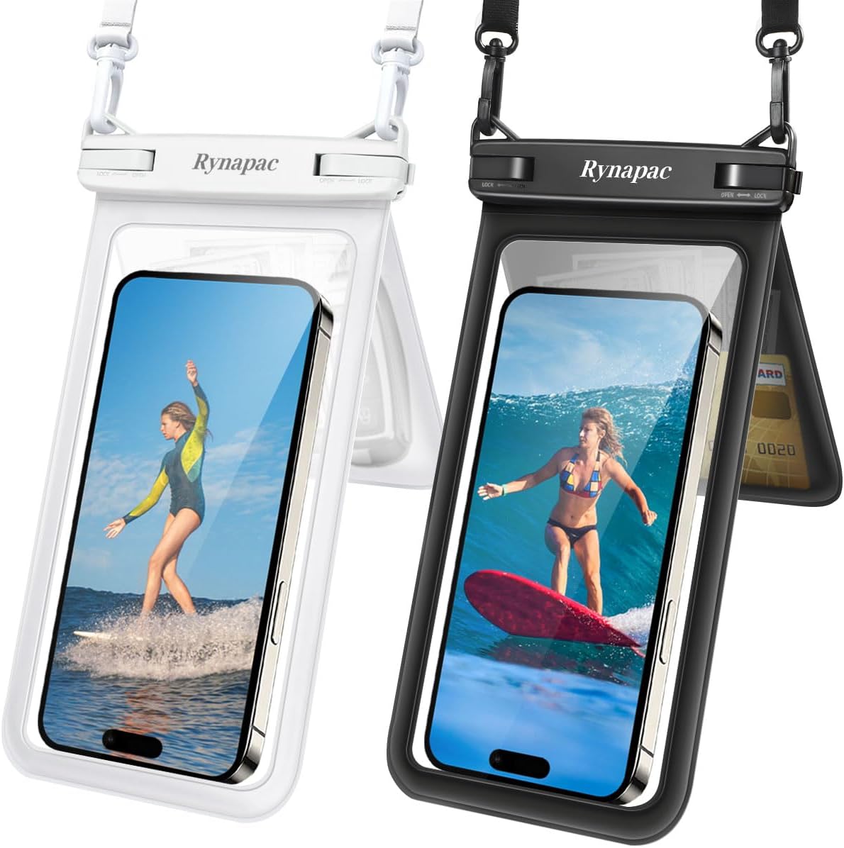 Double Space Waterproof Phone Pouch, 2 Pack Waterproof Phone Case with Lanyard for iPhone 16 15 Pro Max Galaxy S23 Pixel 7a up to 8.5’’, Cellphone Dry Bag for Beach Vacation Travel Cruise Essentials