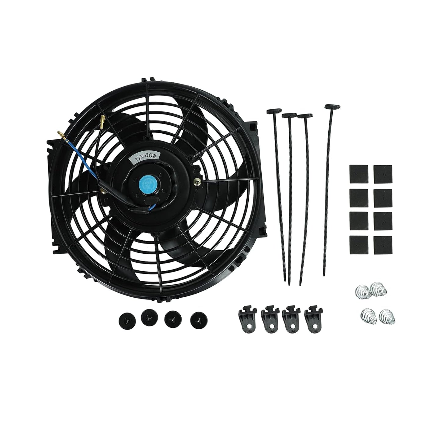 2PCS 10 Inch Universal High Performance Slim Fan Push Pull Electric Radiator Cooling Fan 12V 80W Mount Kit Black