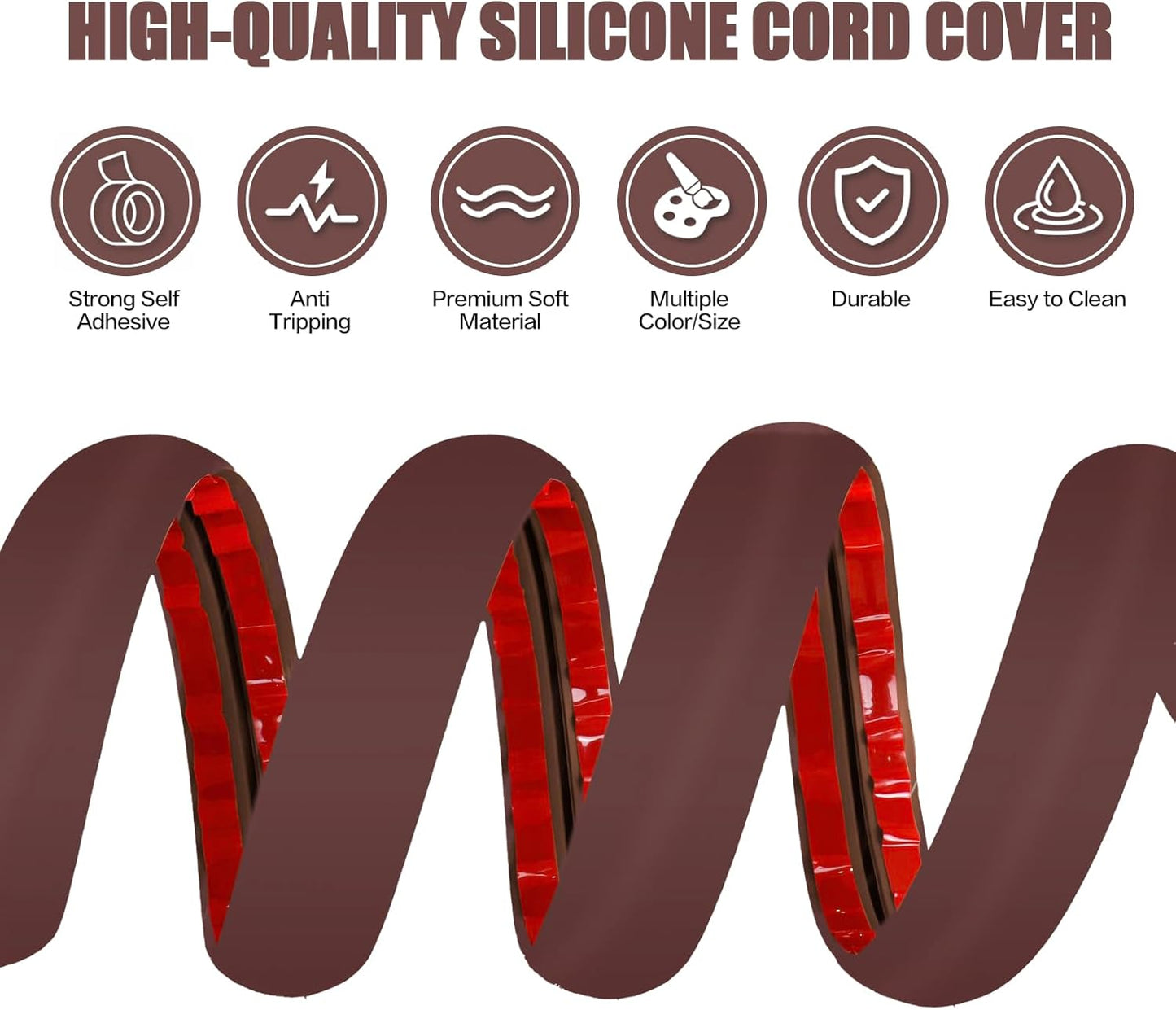 Floor Cord Cover Cavity 0.8"x0.37" Self Adhesive Cord Hider, 3.3FT Low Profile Cable Management, Extension Strip Protector for Wires, Prevent Cable Trips for Offices, Gyms, Exhibitions (Coffee)