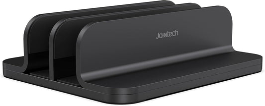 Dual Aluminum Vertical Laptop Stand Organizer, Sturdy Notebook Computer Holder Stand Compatible with New Liquid Retina XDR Apple MacBook Air/Pro, Mac mini and iPad Pro - Black