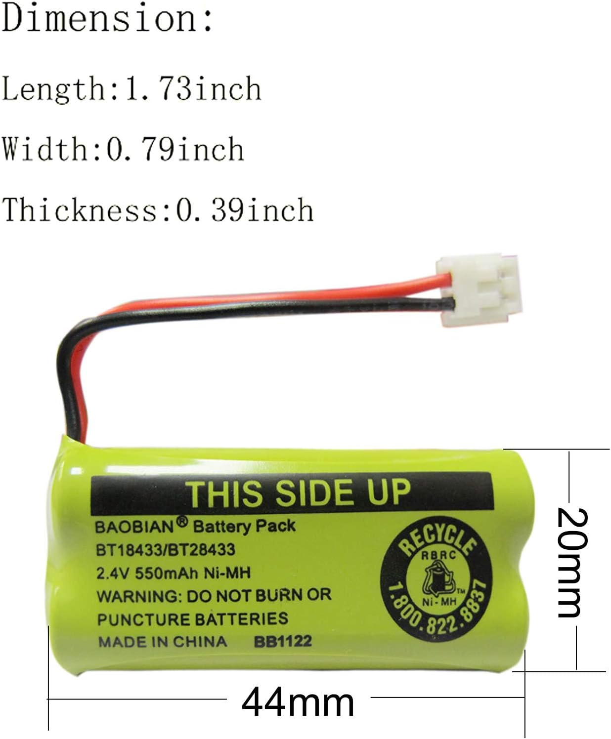 BT18433/BT28433 BT184342 BT284342 BT1011 BT-1011 Cordless Phone Battery CL80109 CS6209 TL90078 BT-8300 BATT-6010 CS6219 CS6229 BT-1018 BT-1022 (4Pack)
