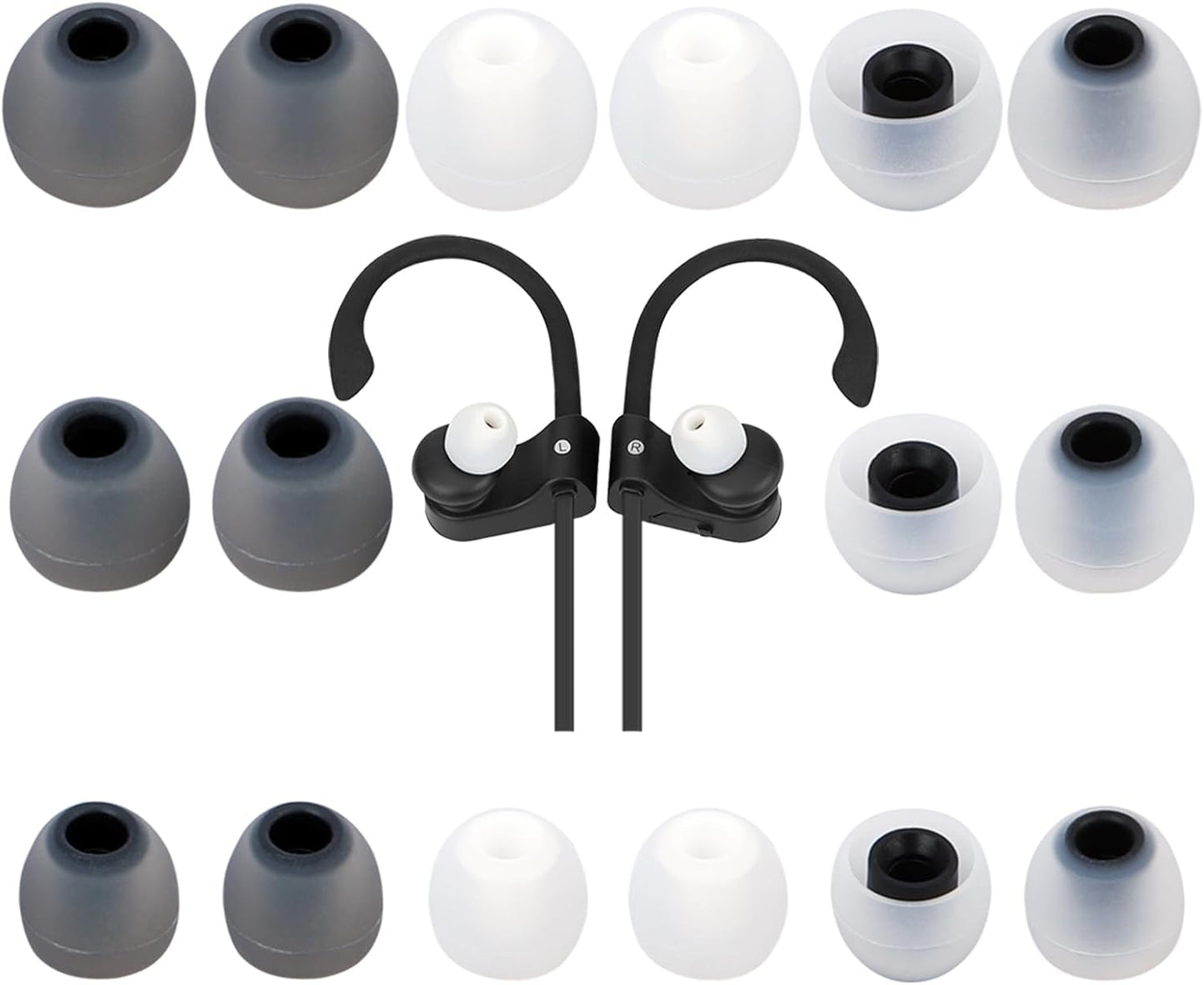 Earbud Tips Ear Bud Tips Soft Anti Slip Washable and Reusable Silicone Replacement Earbud Tips Fit Most in-Ear Earbuds(Inner Hole 3.8mm -5.1mm) 18pcs S M L
