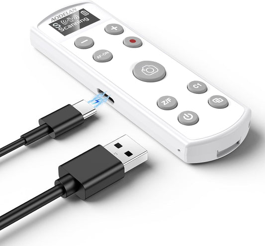 Camera Rechargeable Shutter Release for Sony, AODELAN Wireless Remote Control Zoom Focus Record Compatible with Sony ZV-E10,ZV-1F,ZV-1,A6400,A6700,A7C,A7III,A9,A9 II,DSC-RX0 II,Replace RMT-P1BT(White)