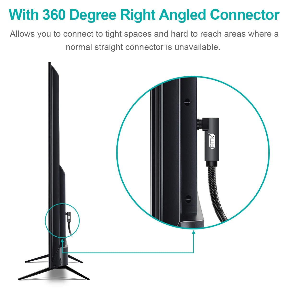 EMK 90 Degree Toslink Optical Cable 360 Degree Free-Rotating Plug Fiber Optic Cable S/PDIF Toslink Male to Male for Home Theater, Sound Bar, TV, PS4, Xbox,Grey (5ft/1.5m)