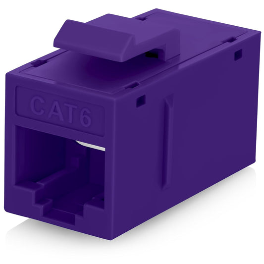 Everest Cat6 RJ45 Keystone Coupler (6-Pack) in Purple - RJ45 Coupler - Cat 6 Couplers - Female to Female Cat6 Keystone Jacks - Ethernet Couplers - Ethernet Cable Extender