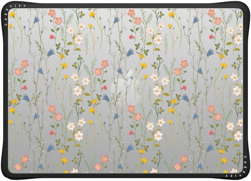 CASETiFY Impact MacBook Air 13.6" (M2-M4) Case [Cushioned Impact Corners/Scratch-Resistant/Anti-Slip Grip] - Dreamy Floral Pattern - Clear Black