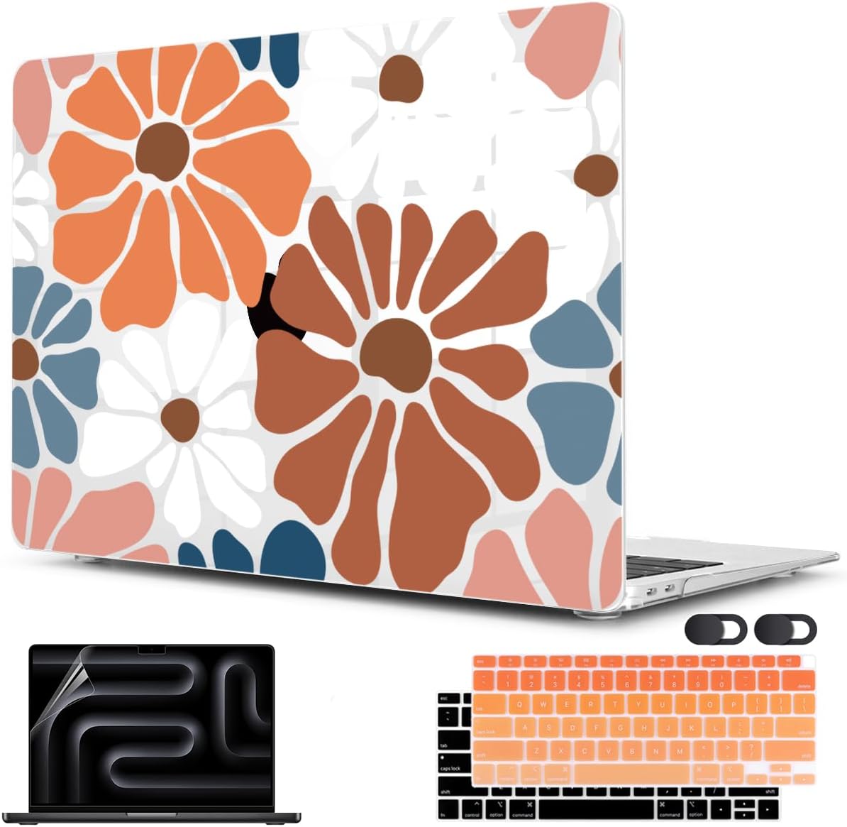 CISSOOK Compatible with MacBook Air 13.3 inch Case M1 A2337 A2179 A1932, Plastic Hard Shell Case Keyboard Cover Screen Protector for MacBook Air 13 2021 2020 2019 2018, Vintage Flowers