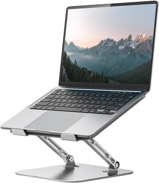 Laptop Stand Adjustable Computer Stand Sturdy Aluminum Laptop Stand for Desk Foldable Laptop Holder Portable Riser for 11–16-inch Laptop Notebook Tablet and More, Silver