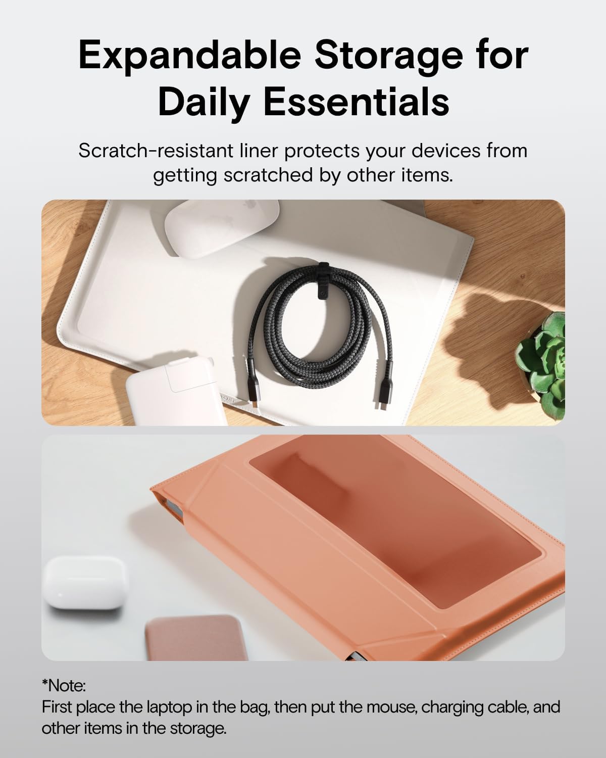 MOFT Laptop Carry Sleeve, 2-in-1 Laptop Bag & Stand for 15"-16" MacBook Air/Pro & Dell/HP/Lenovo/Asus, Stylish Slim Computer Sleeve Bag with Expandable Storage for Computer Accessories, Beach White