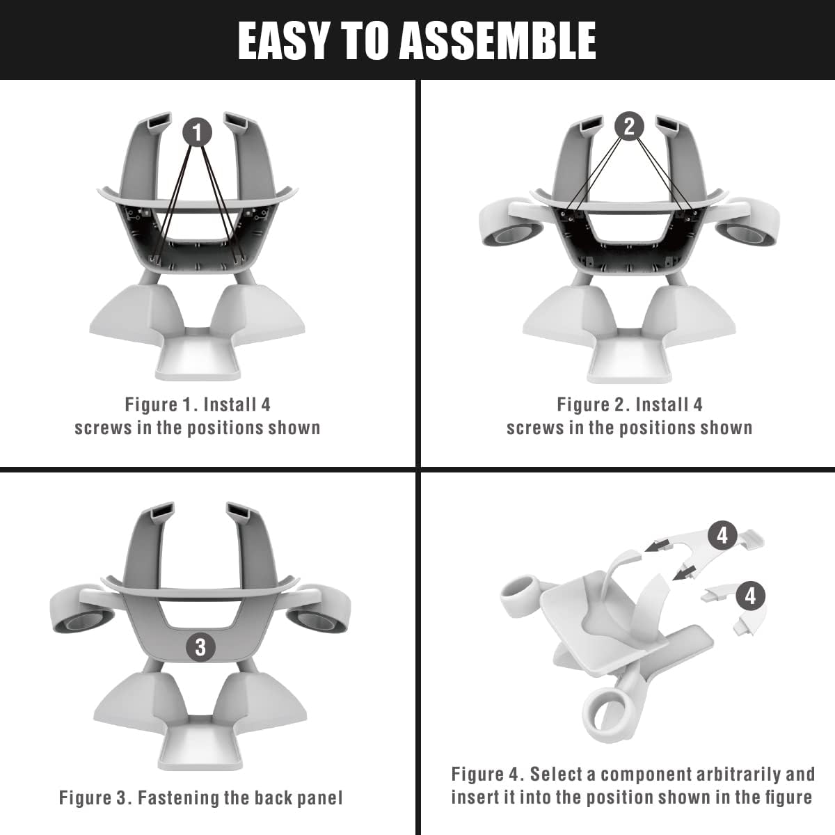 Dollox VR Stand, VR Headset Stand VR Display Holder Storage Virtual Reality Headset Desktop Display Stand for Oculus Quest 2, Quest 3/3s, Rift, Rift S, Valve Index Headsets & Touch Controllers