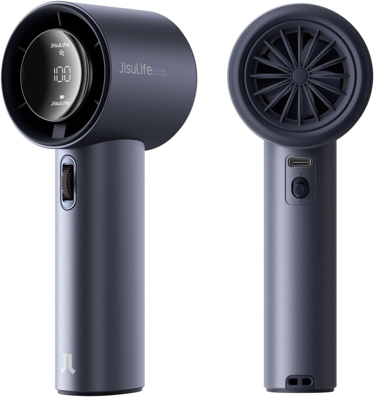 JISULIFE Portable Handheld Fan,Speed(1-100) Adjustable Turbo Mini and 3600mAh Battery Rechargeable Personal Fan,Digital Display,Gifts for Women Men Travel/Camping/Outdoor-Blue