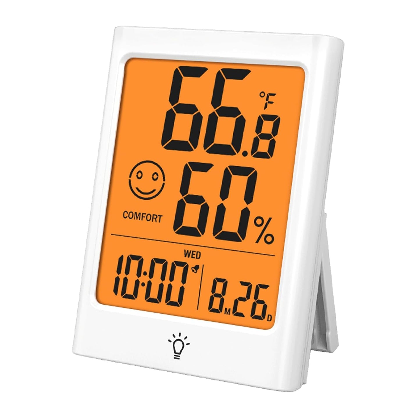 Digital Indoor Thermometer for Room, Smart Temperature Humidity Monitor with Backlight, Comfort Indicator, Max/Min Record, Time, Calendar, Alarm, °c/°f Switch for Bedroom, School