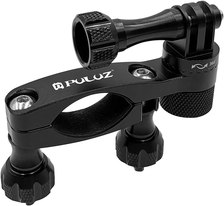 PULUZ Bike Motorcycle Handlebar Mount, 360 Degree Rotation Aluminum Bicycle Moto Camera Mount for GoPro Hero 12 11 10 9 8 7 6 & DJI Osmo Action