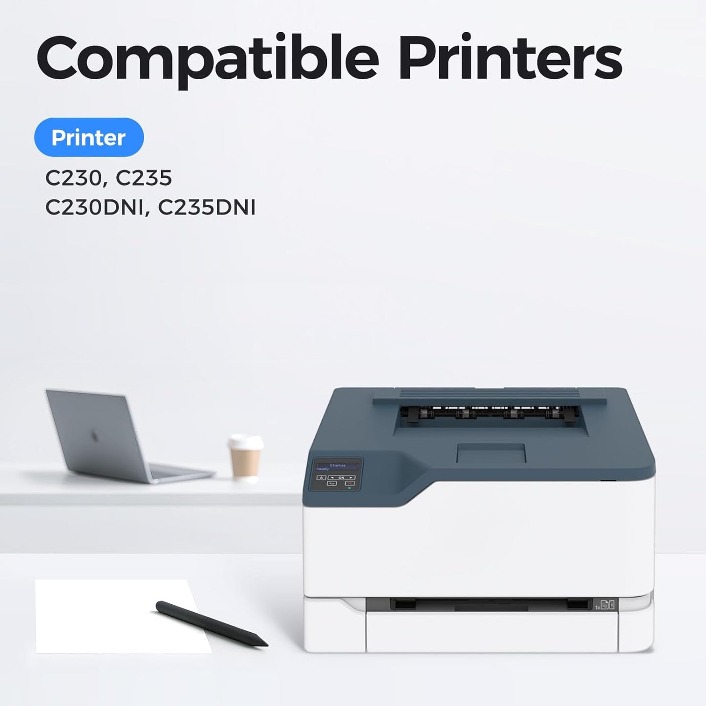 C230 C235 Toner Cartridge with Chip High Capacity Set 4-Pack Replacement for Xerox 006R04391 006R04392 006R04393 006R04394 Compatible with Xerox C230 C235 C230DNI C235DNI C225 Printer Black and Color