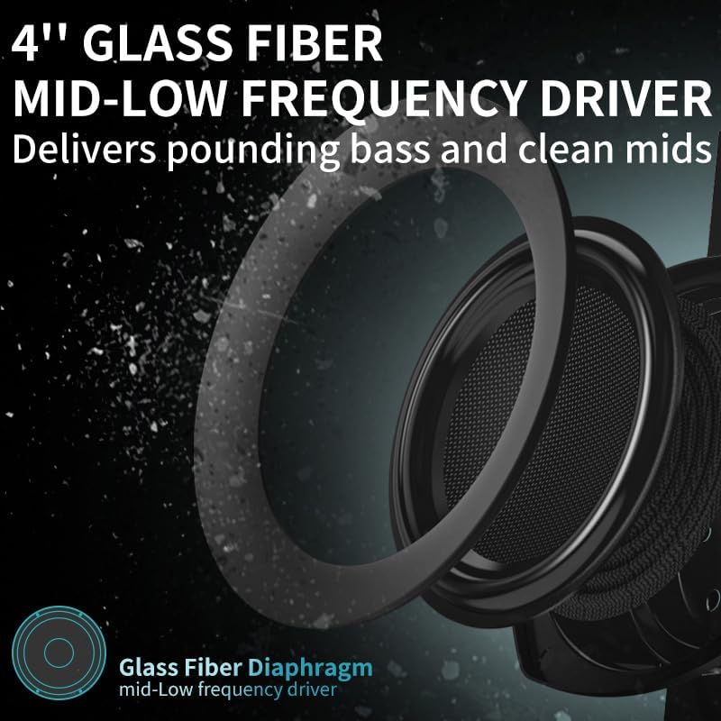 Bluetooth Bookshelf Speakers, 75W Powered Active Speaker with 4 Inch Woofer, HiFi Speaker with aptX Bluetooth USB for Home, Studio, Gaming, Set of 2, Black