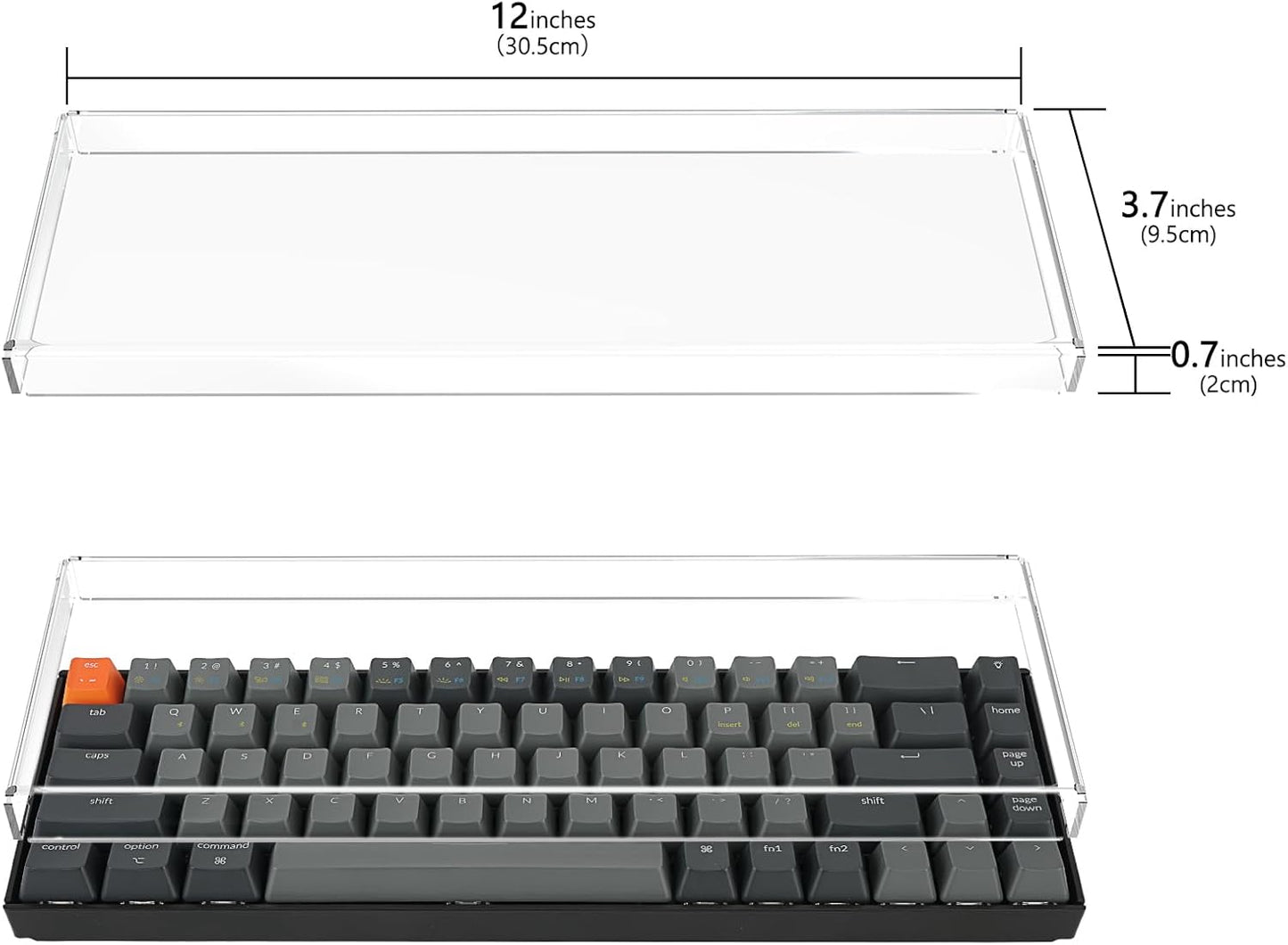 Geekria 65% Clear Acrylic Dust Cover for 68 Key Mechanical Keyboard - Compatible With Keychron K7, K6, K6 Pro, RK Royal KLUDGE RK68