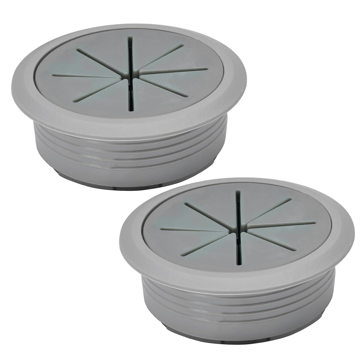 2 Pcs Desk Grommet 2-1/16" / 53 mm, Desk Hole Cover for Cables Dark Grey, Cable Grommet ABS Plastic, Desk Hole Grommet for Home & Office Pc, Detachable Cable Cord Organizer