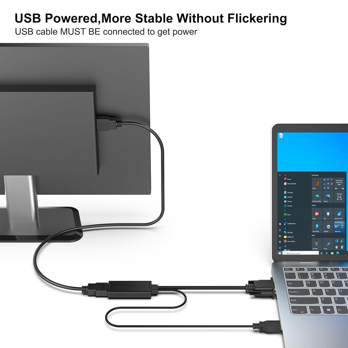 BENFEI VGA to HDMI Adapter, 1080P Converter with Audio from Computer/Laptop VGA Source to HDMI TV/Monitor