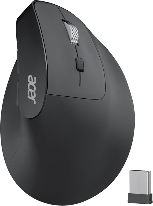 acer Ergonomic Mouse Wireless, Adjustable DPI Vertical Mouse 1000/1200/1600 with 6 Buttons, Rechargeable Ergo Mice with 2.4GHz USB Receiver for Computer, Laptop, PC, iMac and Desktop