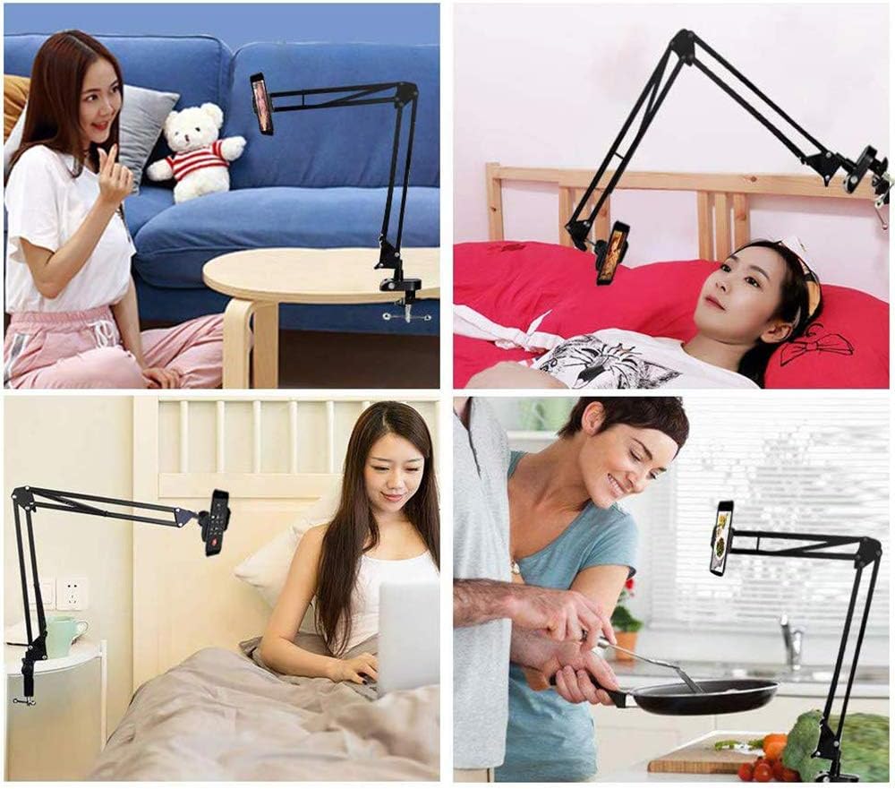 Overhead Tripod Mount for Camera Webcam Ring Light, Flexible Over Head Arm for iPhone with Phone Holder and Ball Head, Table Stand Accessory for Phone Video Recording Live Stream