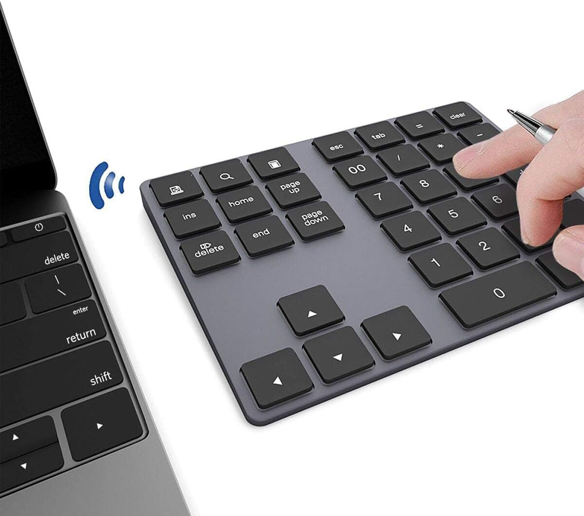Bluetooth Number Pad, Wireless Numeric Keypad, USB-C Rechargeable External 34-Keys Numpad, Financial Data Entry Keyboard for iMac, MacBook Air/Pro, PC Desktop, Laptop Notebook